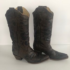 Women’s Corral Cowboy Boots - Brown & Black